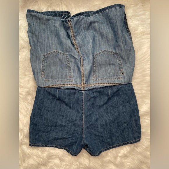 Women’s Faded Glory Blue Denim Skort with Brown Embroidery - Picture 4 of 4